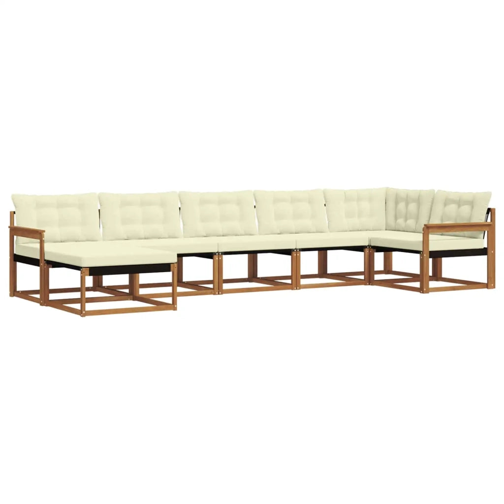 Set di divani da esterno con cuscino 7 pcs Naturale e Crema 3369665