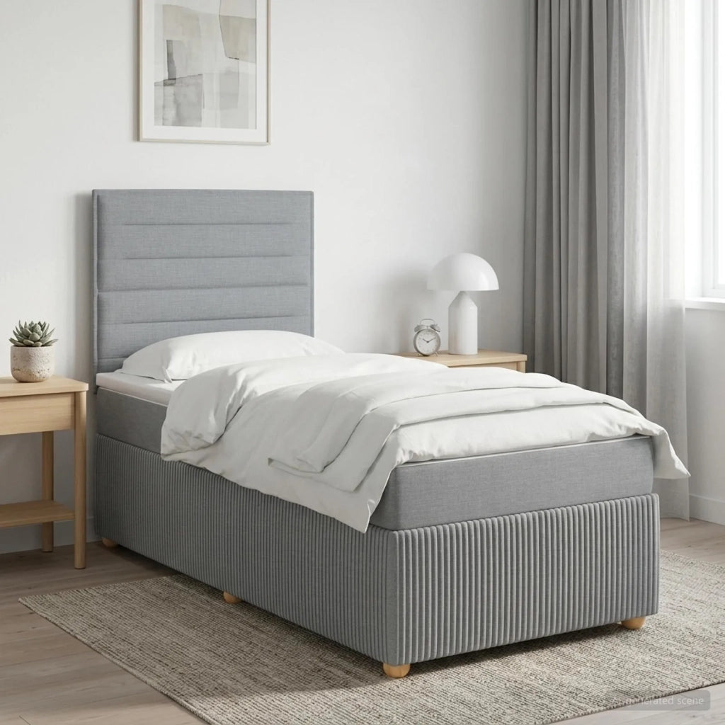 Letto Box Spring LED con Materasso Grigio Chiaro 100 x 200 cm 3455783