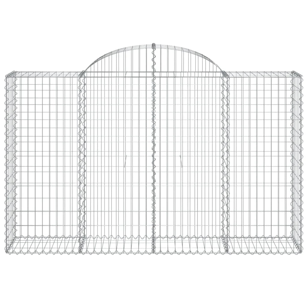 Cestini gabbioni recinzione a gabbia muro di contenimento ad arco 18 pezzi 200 x 50 x 120/140 cm ferro zincato argento 02_0040498