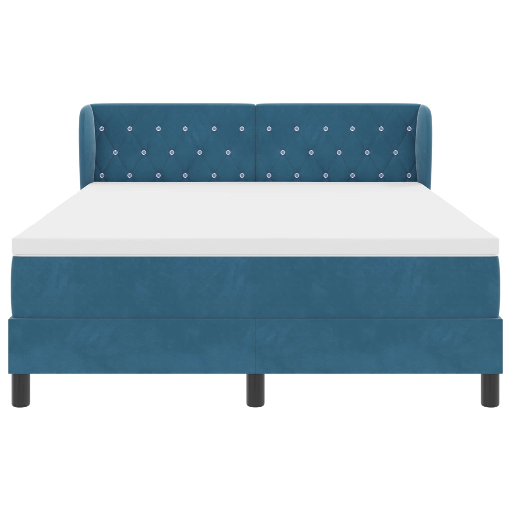 Letto a molle vitaXL con materasso Blu scuro 140x200 cm Velluto