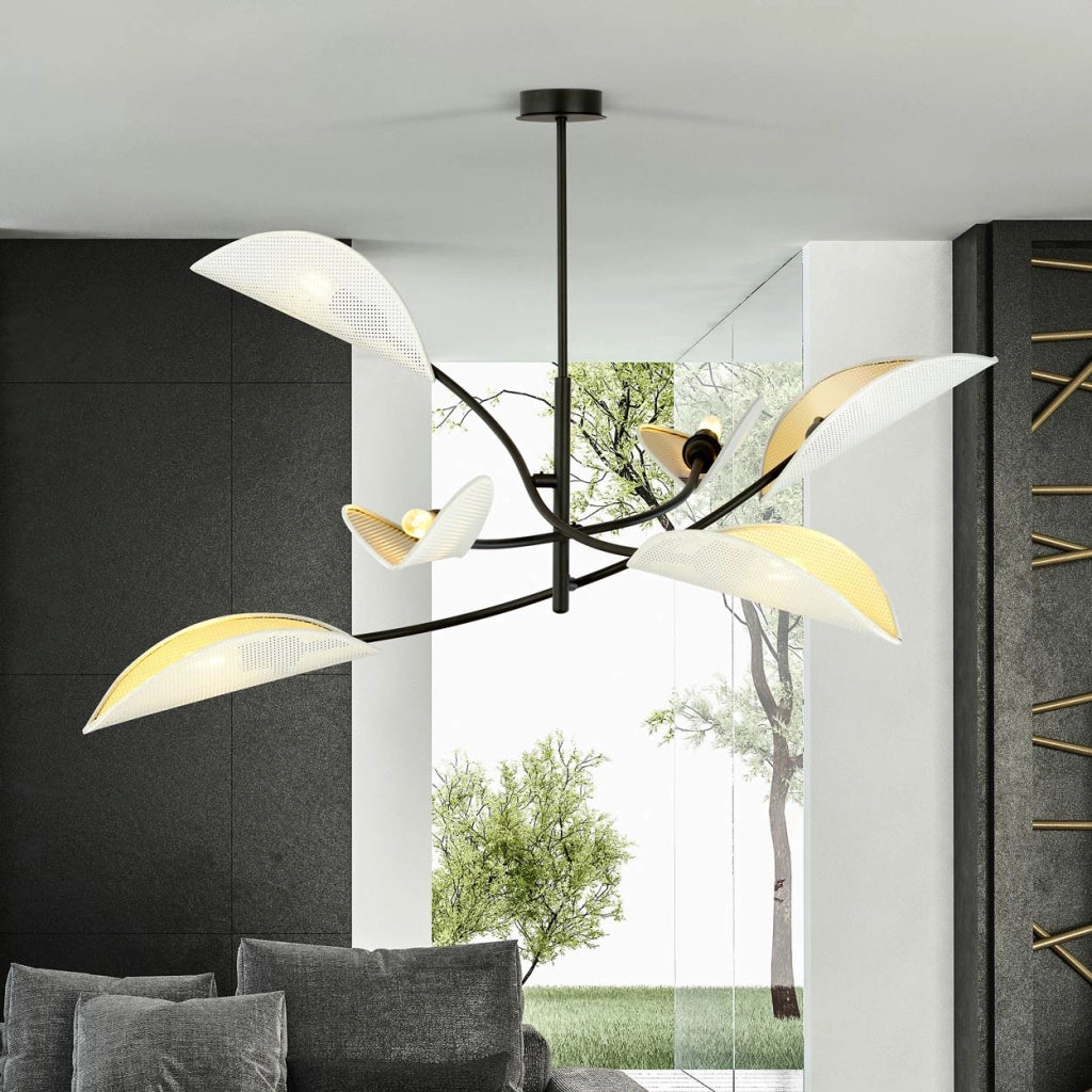 Lampadario Emibig Lotus 6 luci E14 bianco/oro dimmerabile