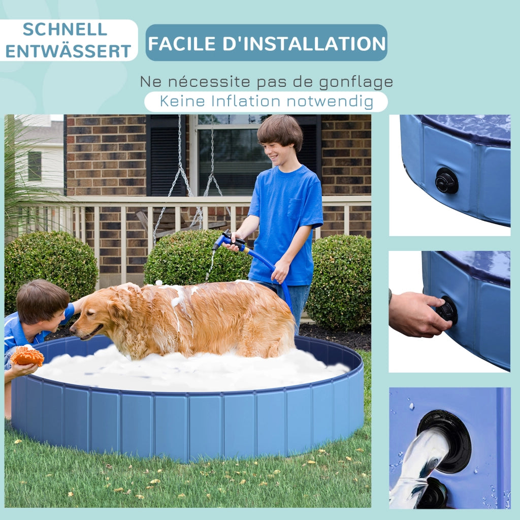 Vasca da bagno per cani e gatti pieghevole ¨C Zephmum ¨C Blu ?120x30 cm