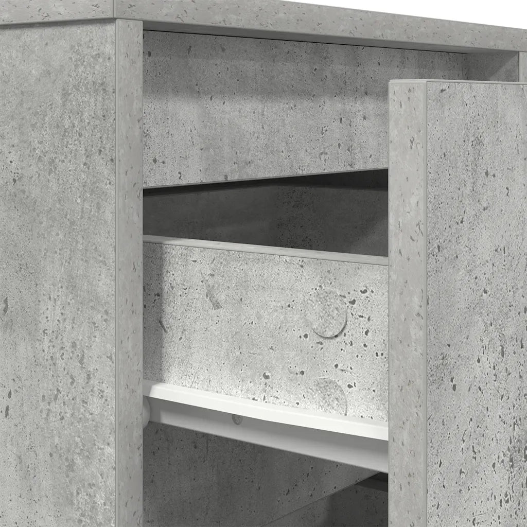 Comodino con Luci LED-Tavolino da notte Grigio Cemento 38x34x50 cm 533297