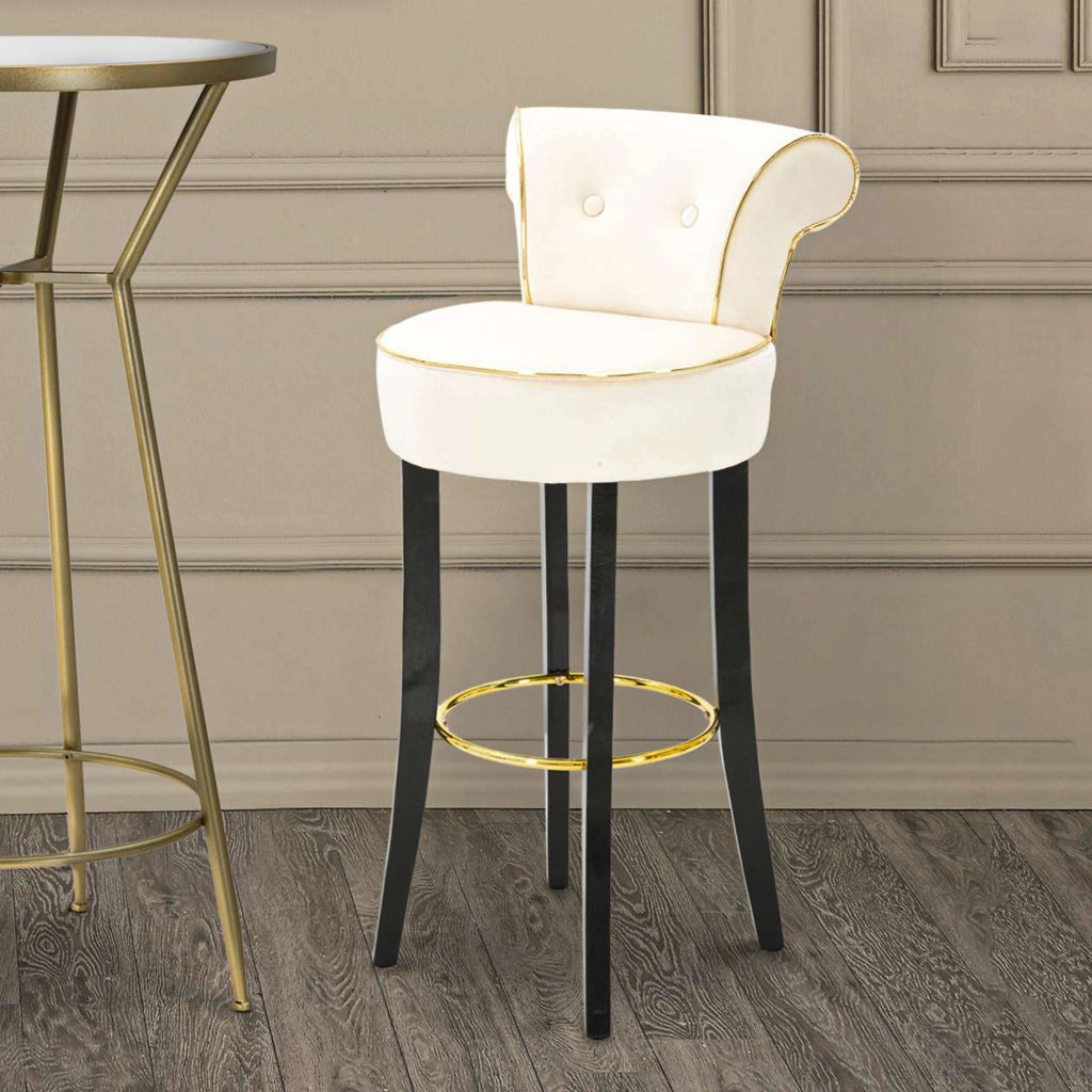 Tupiza, Sgabello Rivestimento in Velluto, 46x48x96h cm Bianco Crema