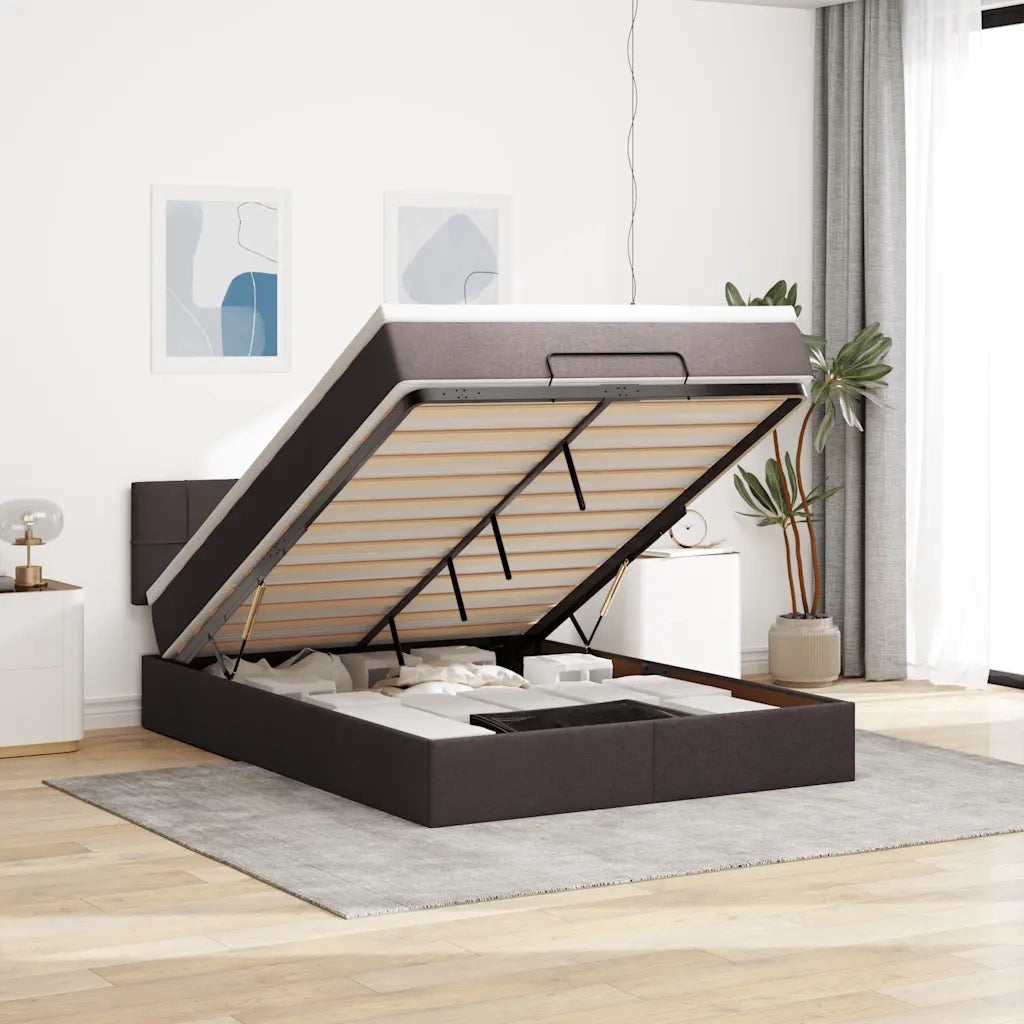Struttura Letto Pouf con Materasso 140x200 cm in Tessuto 3312315