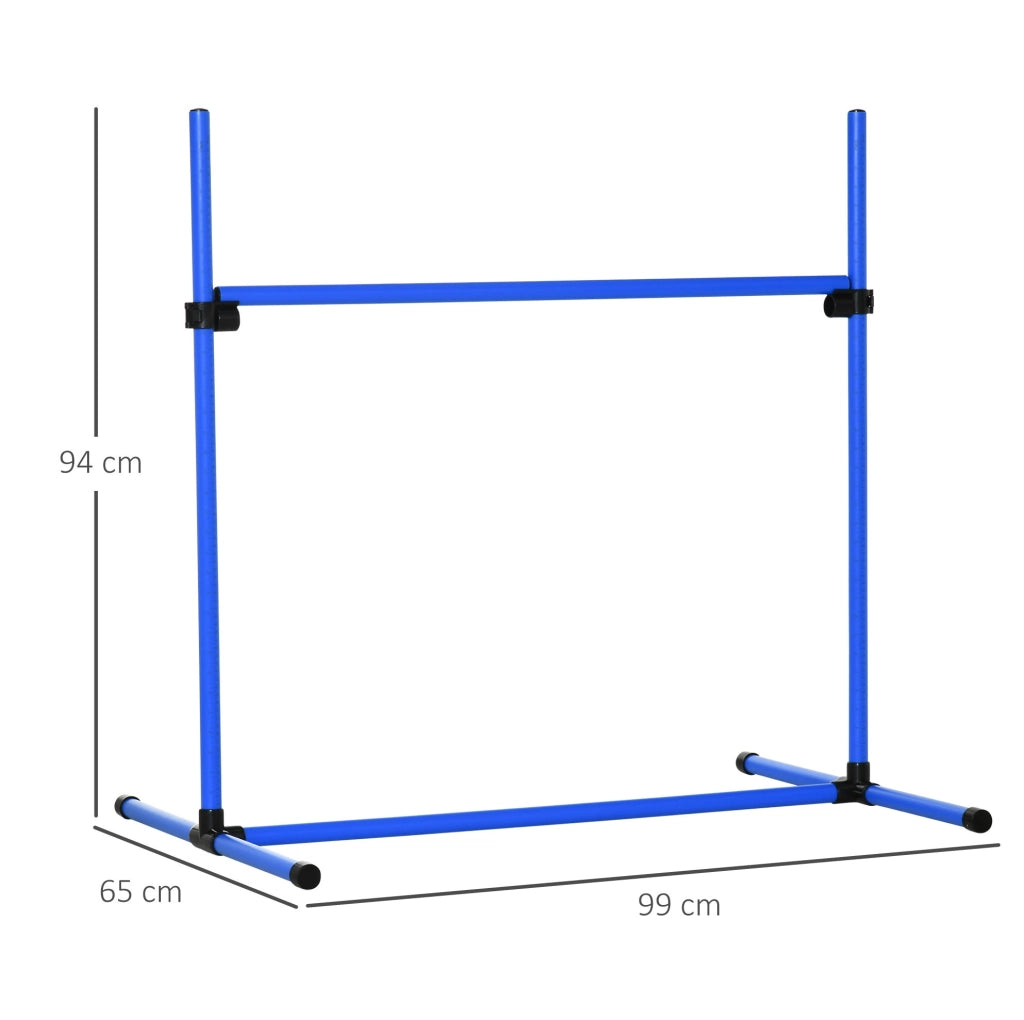 Set agility per cani ULEVR con 4 ostacoli regolabili, 2 pali slalom e 4 barre a terra, blu