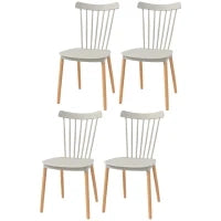 Set di 4 Sedie in Stile Scandinavo con Schienale Alto, Seduta in Polipropilene, Gambe in Faggio, 48 x 52,5 x 83 cm, Grigio