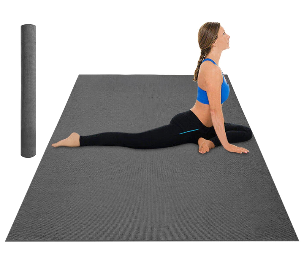 Tappeto Per Esercizi Grande Extra Large 120 x 180 Cm Antiscivolo Resistente Tappetino Allenamento Casa Palestra Materassino Fitness Pilates Yoga In Pvc Arrotolabile Facile Trasporto  - Grigio