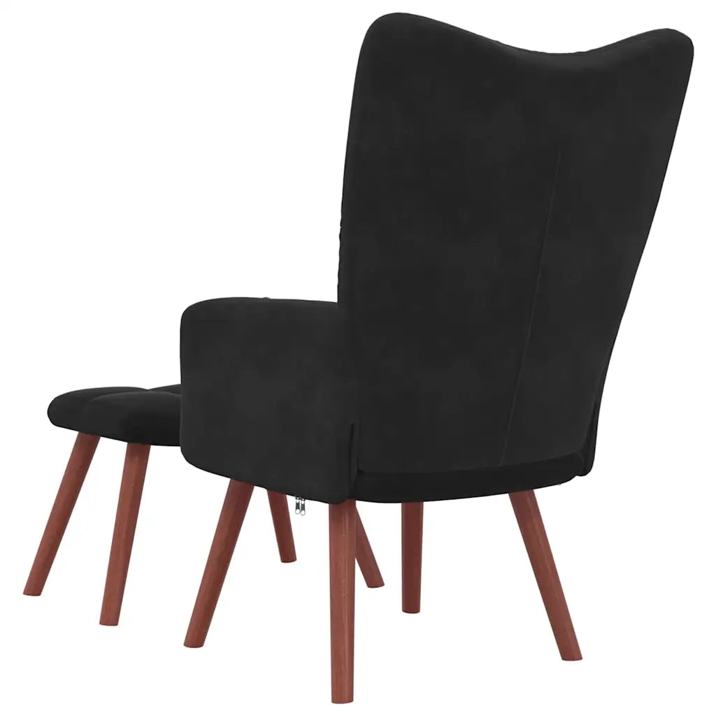 Divano Sedia-Poltrona Relax con Poggiapiedi Nero in Velluto 551461
