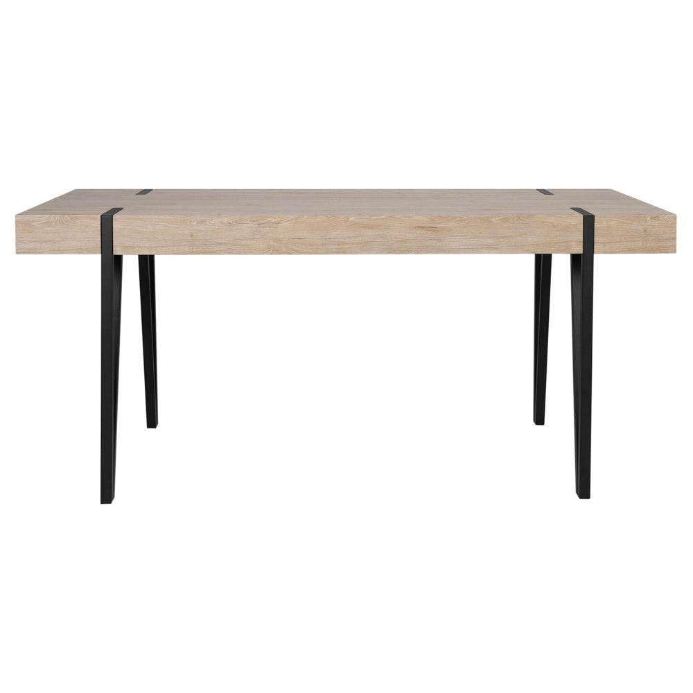 Tavolo da pranzo leggero piano in legno gambe a forcella in metallo Nero 150 x 90 cm stile industriale rettangolare
