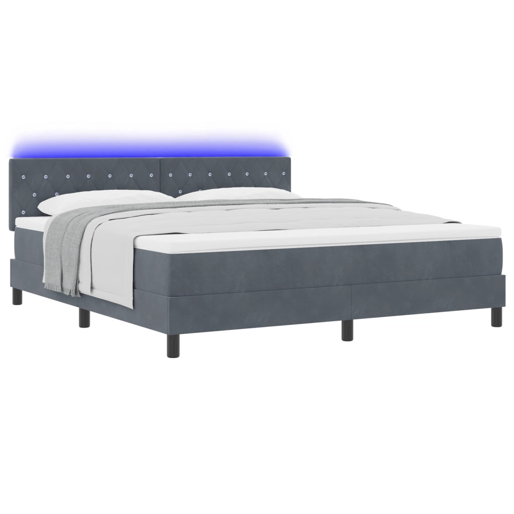 Letto a Molle con Materasso & LED Grigio Scuro 180x200 cm Velluto