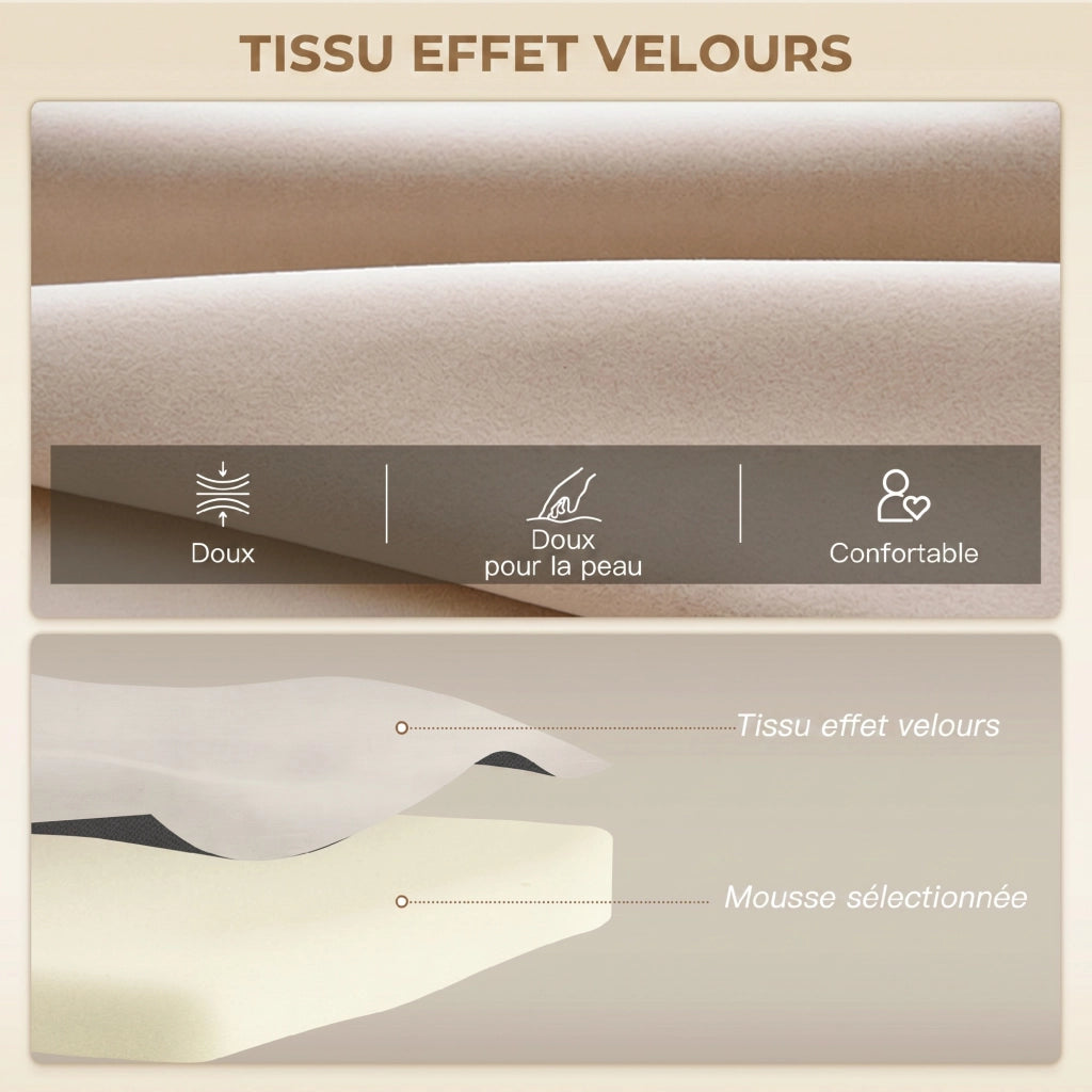 Divano letto 2 posti con cuscini e schienale regolabile ¨C zephmum ¨C effetto velluto beige