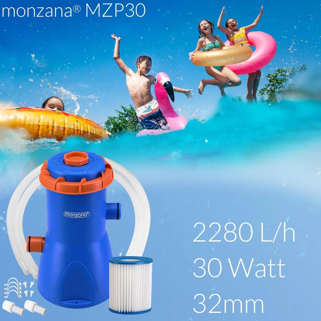 Sistema di Filtraggio a Cartuccia MZP30 Portata 2280 L/h 30 W Pompa Filtro per Piscina