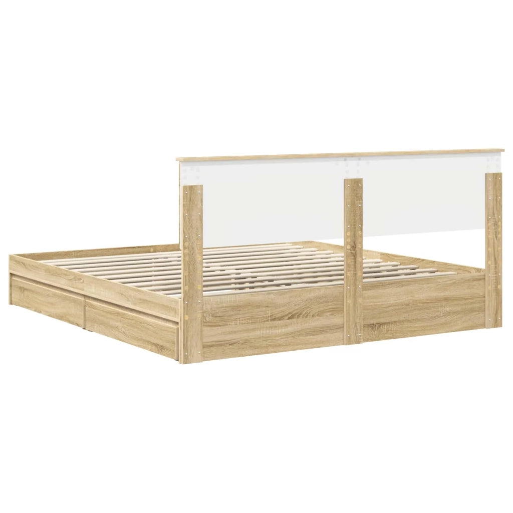 Letto con Contenitore con testiera Rovere Sonoma 180 x 200 cm
