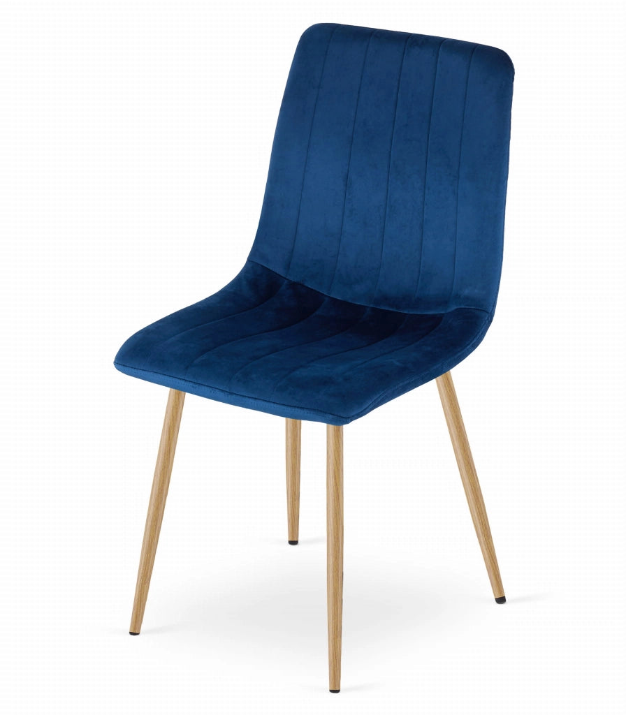 Sedia VALORA JEWA - Velluto blu navy con gambe color legno x 4