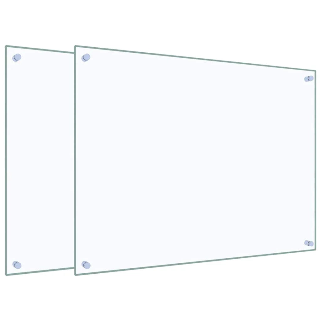 Set di 2 paraschizzi per cucina 80 x 60 cm in vetro temperato trasparente 02_0055737