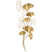 Decorazione Murale Metallo 3D Foglie Ginkgo ¨C Xylo ¨C Dorato 138x70cm
