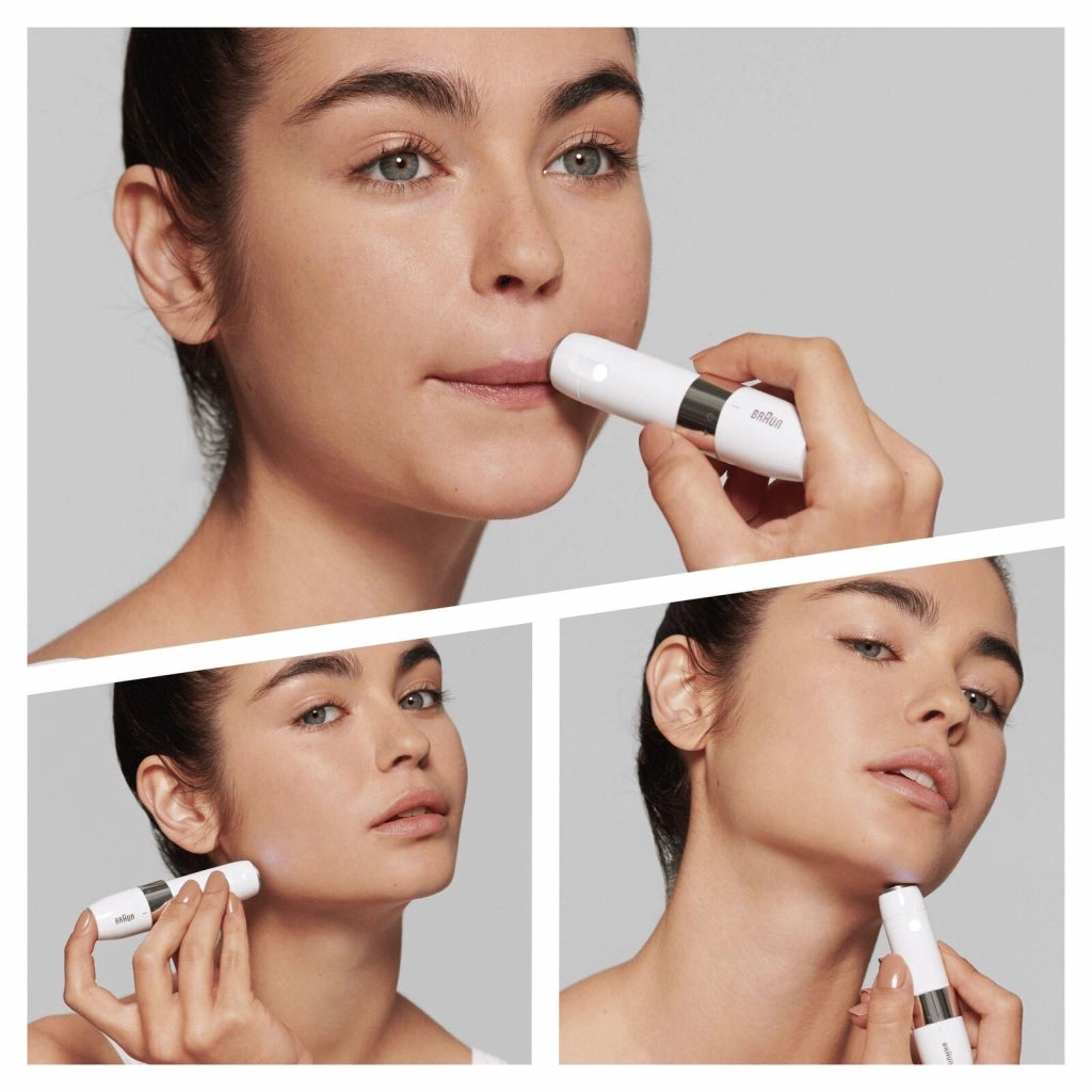 Braun Face FS1000 Mini Depilatore Donna, Depilazione Elettrica Viso, Facile E Veloce, Tocco Finale Per Baffetti, Mento E Guance, Per Un Make-up Più Semplice, Ideale In Viaggio, Con Luce Smartlight, Bianco