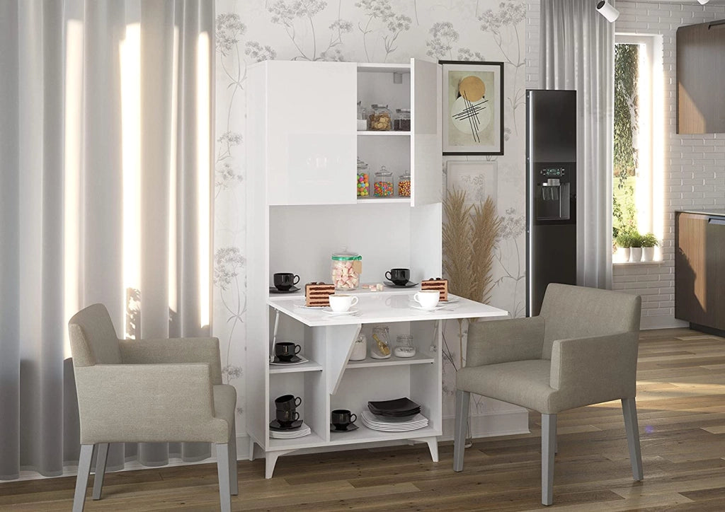MOBILE SCRIVANIA COMPUTER LIBRERIA MEGAN H175x80x36cm BIANCO LUCIDO