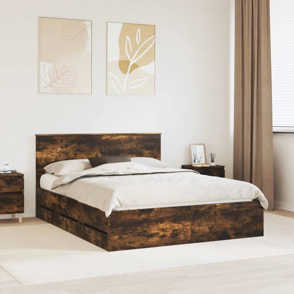 Struttura del letto con cassetto Rovere fumé 150 x 200 cm 3410697