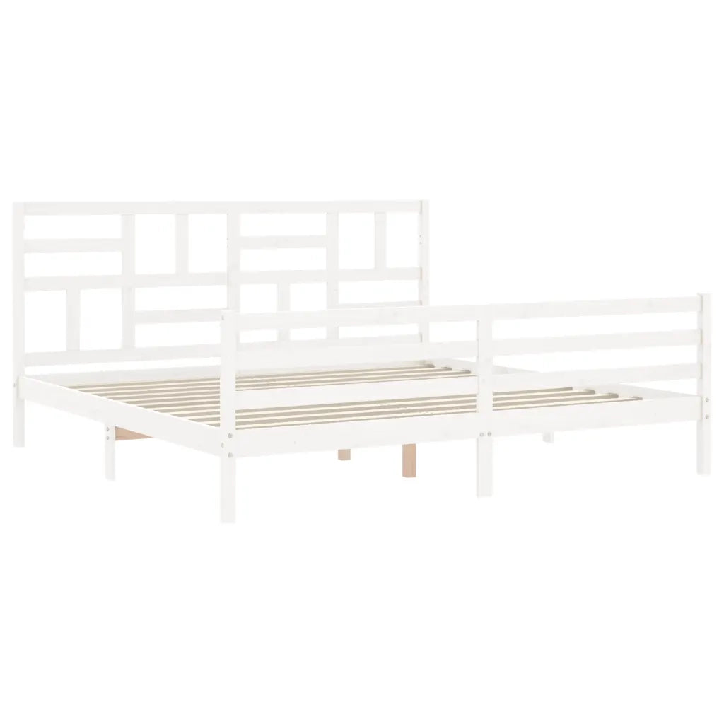 Giroletto con Testiera Bianco 200x200 cm in Legno Massello 3194917