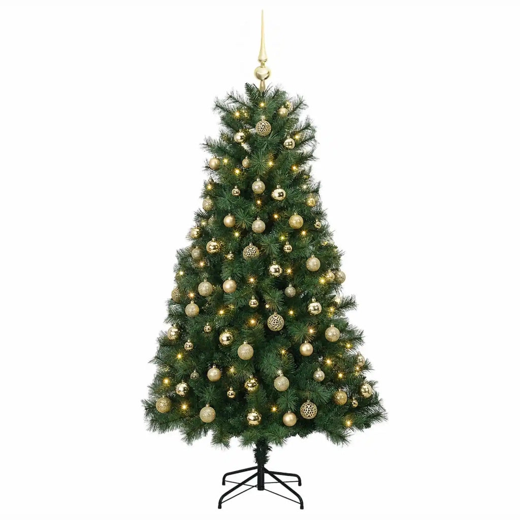 Albero di Natale artificiale con rami snodati e palline 150 cm 3465742