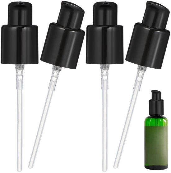 Pompe per sostituzione di creme e profumi - 4 pezzi - Portatile - Sostenibile - 20 mm di diametro - Inclusi attacchi per bottiglie - Pompa per creme