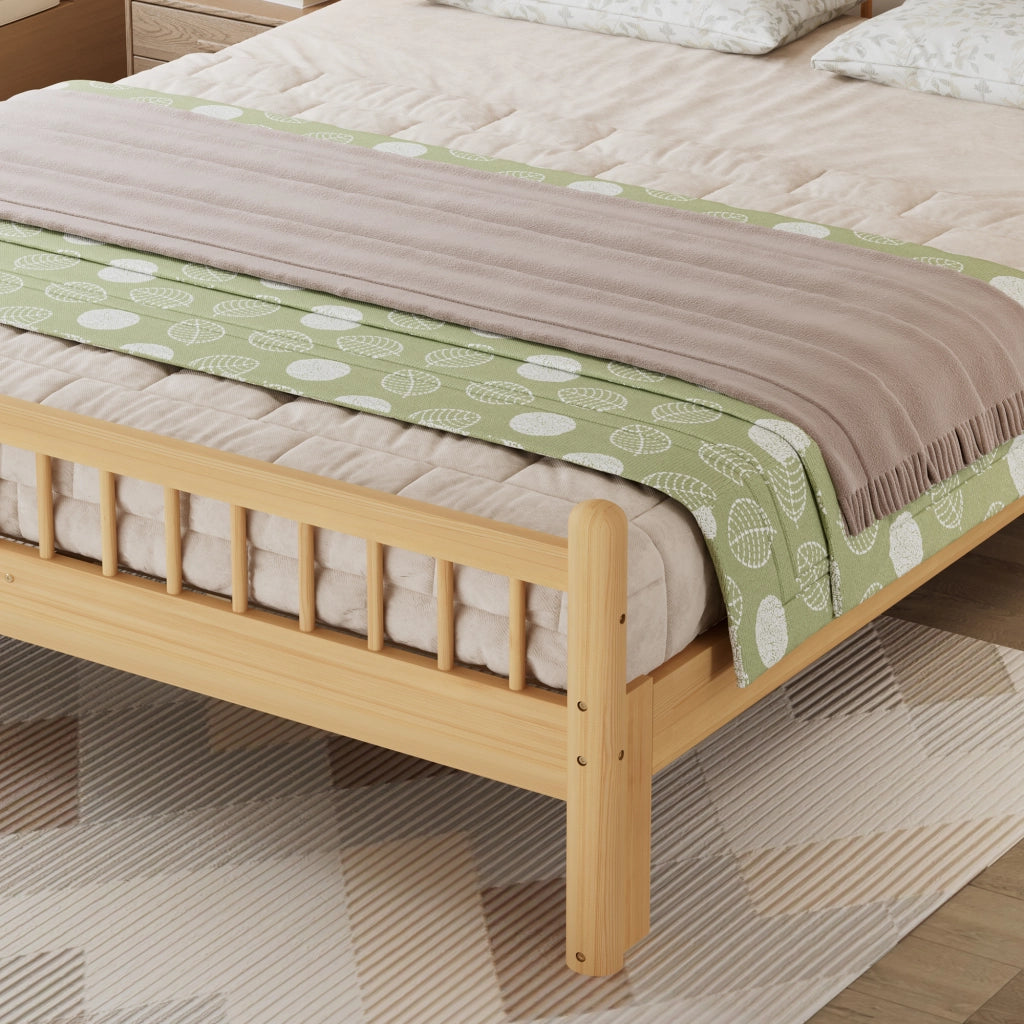 Letto singolo in legno massello 140x200 cm con testiera a griglia