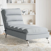 Chaise Longue Massaggi con Cuscini Grigio Chiaro in Tessuto 379475