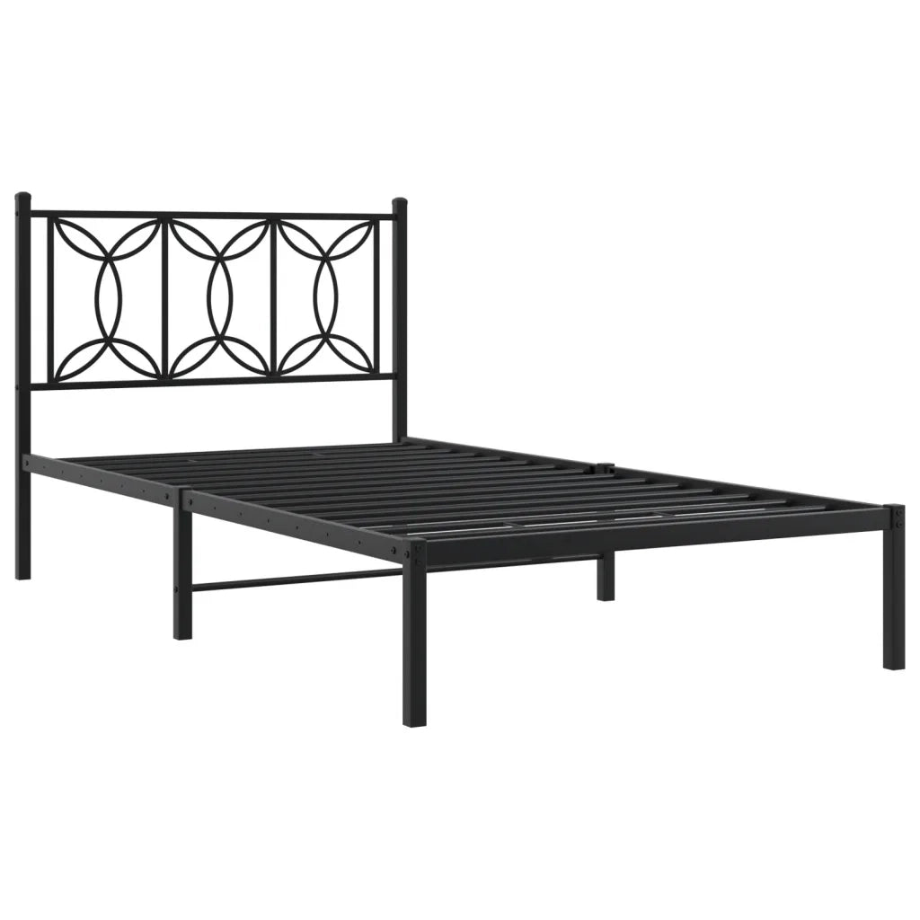 vidaXL Giroletto con Testiera Metallo Nero 100x200 cm