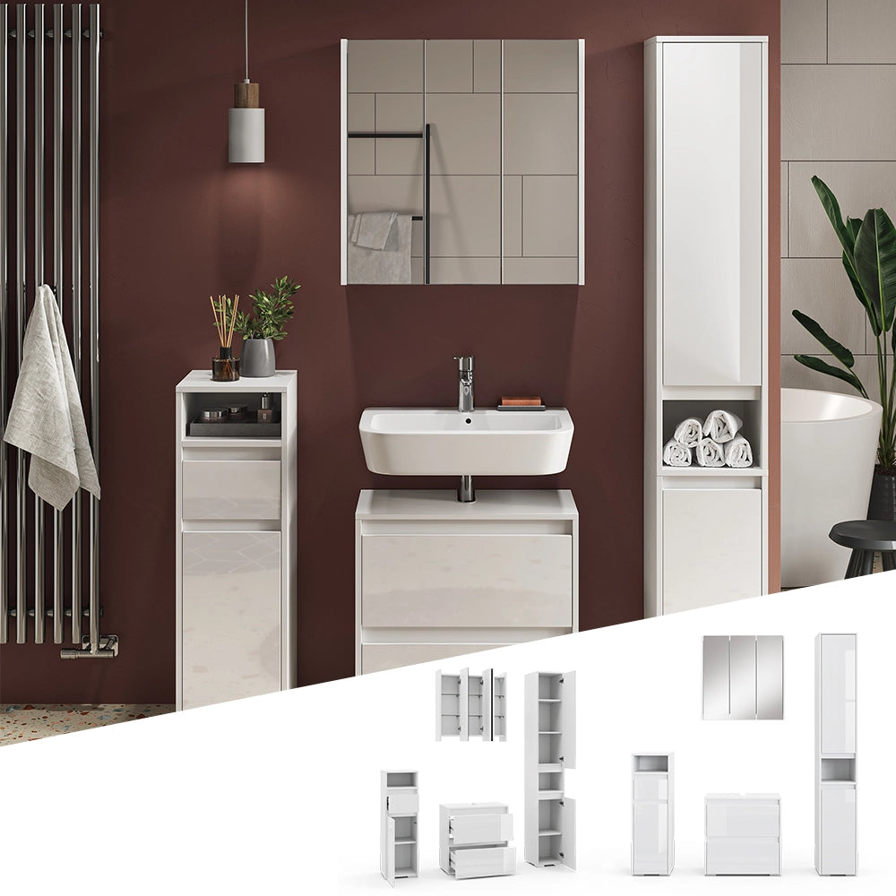 Set di mobili da bagno Majest Bianco lucido 4 parti Vicco