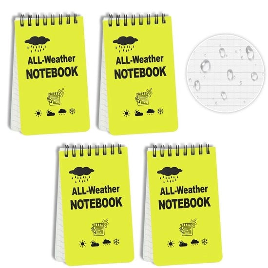 Notebook acqua resistente - Blocco notizie in tasca - Blocchi di appunti a spirale - 7,6 x 12,7 cm - Resistente all'usura - Copertine in PVC duraturo - Libretto di appunti