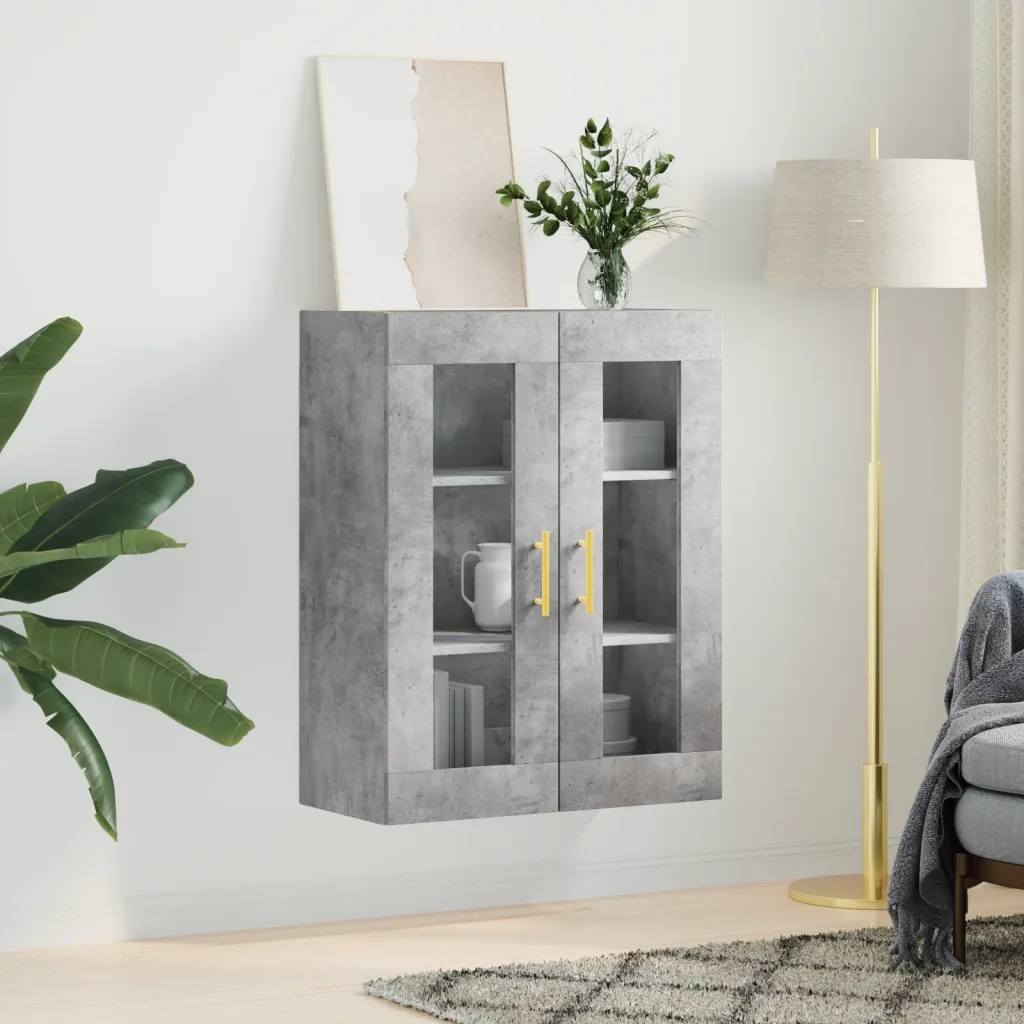 Armadietto a Muro | Mobile a Parete Grigio Cemento 69,5x34x90 cm