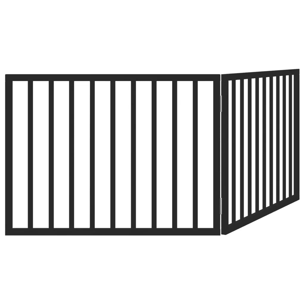 vidaXL Cancello per Cani Pieghevole 2 Pannelli Nero 160cm Legno Pioppo