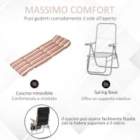 Sedia Sdraio per Esteri Set 2 Pezzi, Reclinabile 5 Posizioni con Cuscino, 60x75x102cm Grigio Arancione