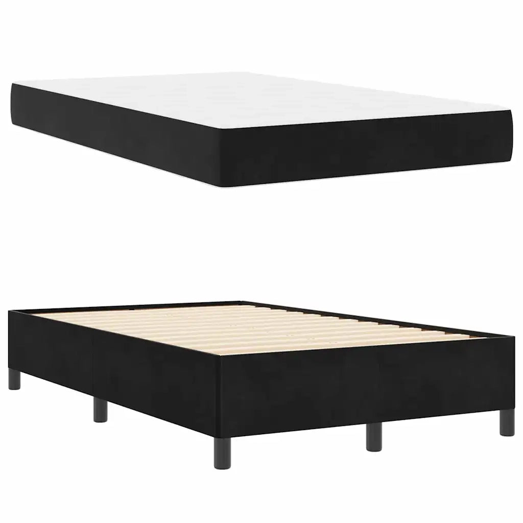 Struttura del letto con materasso Nero 120 x 190 cm Tessuto