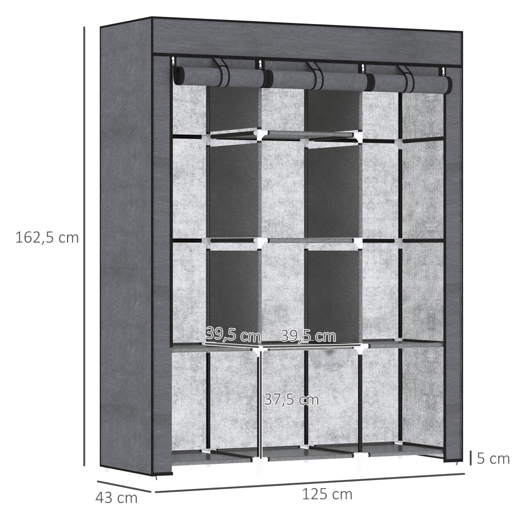 Armadio guardaroba con ante e ripiani ¨C zephmum ¨C grigio 90x51x200 cm