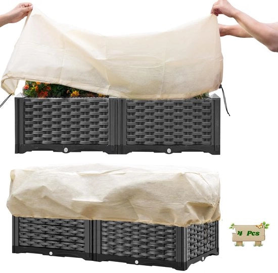 Copertura invernale per piante di balcone, copertura per vasi fioriti, protezione invernale per vasi fioriti, copertura per piante invernali, protezione contro il gel per piante di balcone con corda di tiraggio (100x45x40CM) - 4 pezzi