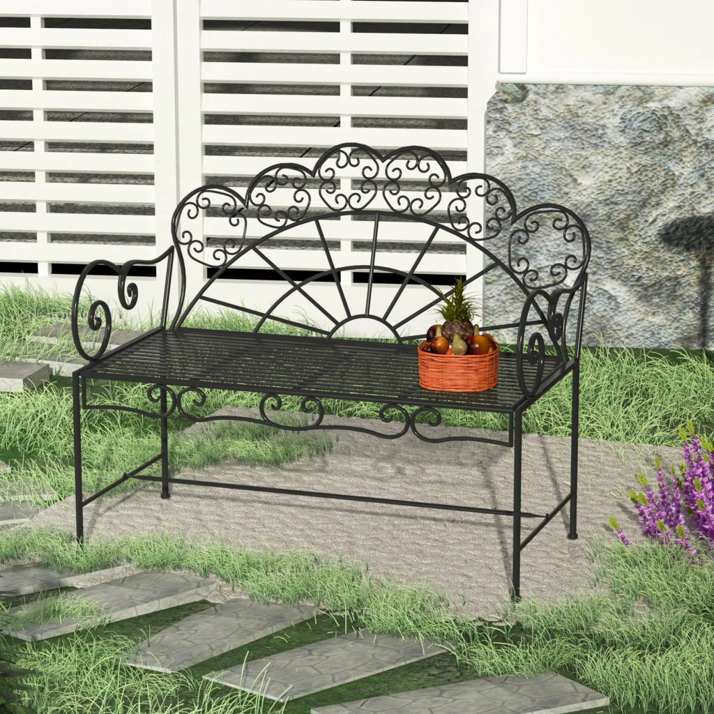 Panchina da giardino 2 posti ¨C zephmum ¨C Nero 107x55.5x92 cm