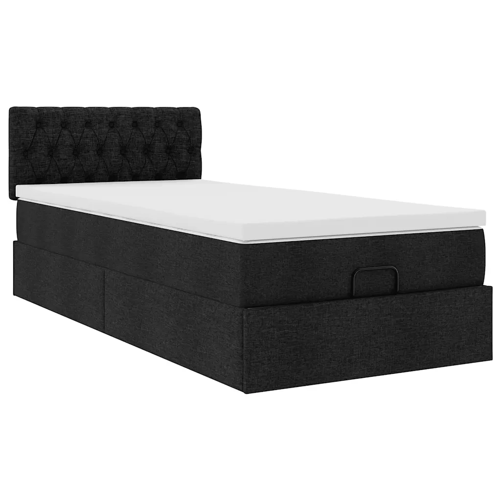 Pouf Letto con Materasso Nero 100x200 cm in Tessuto 3311520