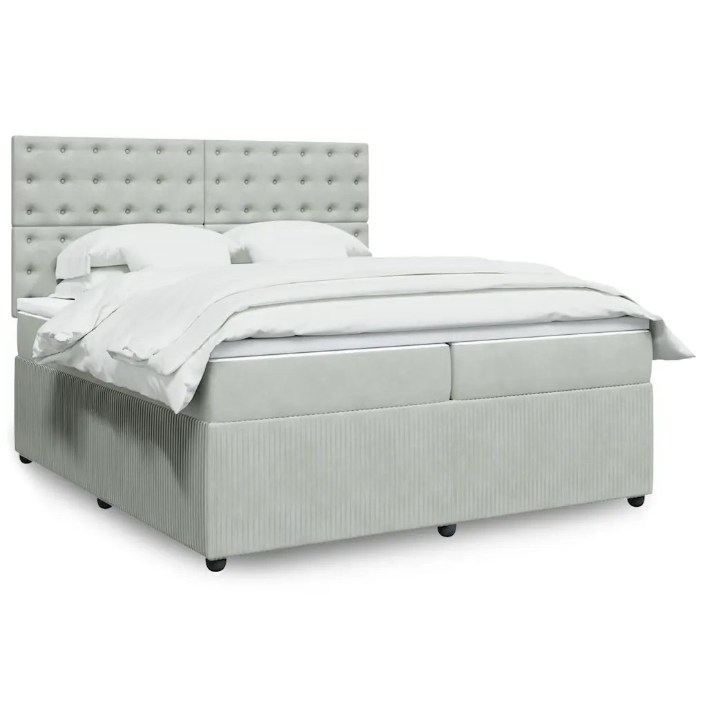 Giroletto a Molle con Materasso Grigio Chiaro 200x200cm Velluto