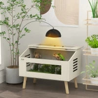 Terrario per Rettili 111L con Finestre in Vetro Temperato, Coperchio, 80 x 50 x 60 cm, Legno Naturale