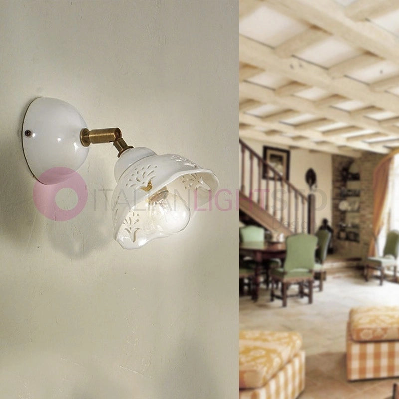RIPARBELLA Applique Spot Orientabile Ceramica e Ottone Rustico Country