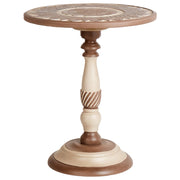 Tavolino in legno di mango scuro con piano rotondo 45 x 45 cm Design tradizionale