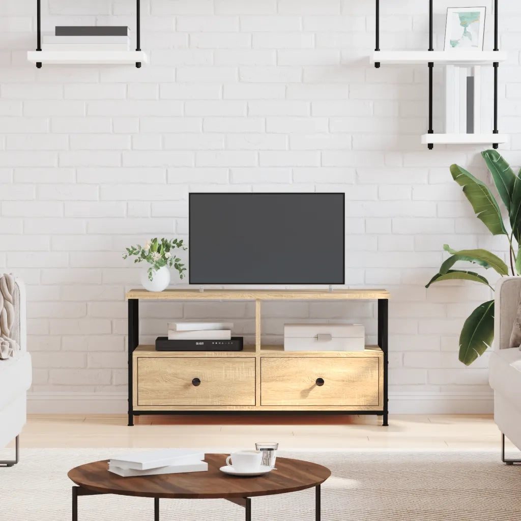 Mobile TV Rovere Sonoma 90x33x45 cm Legno Multistrato e Ferro 831794