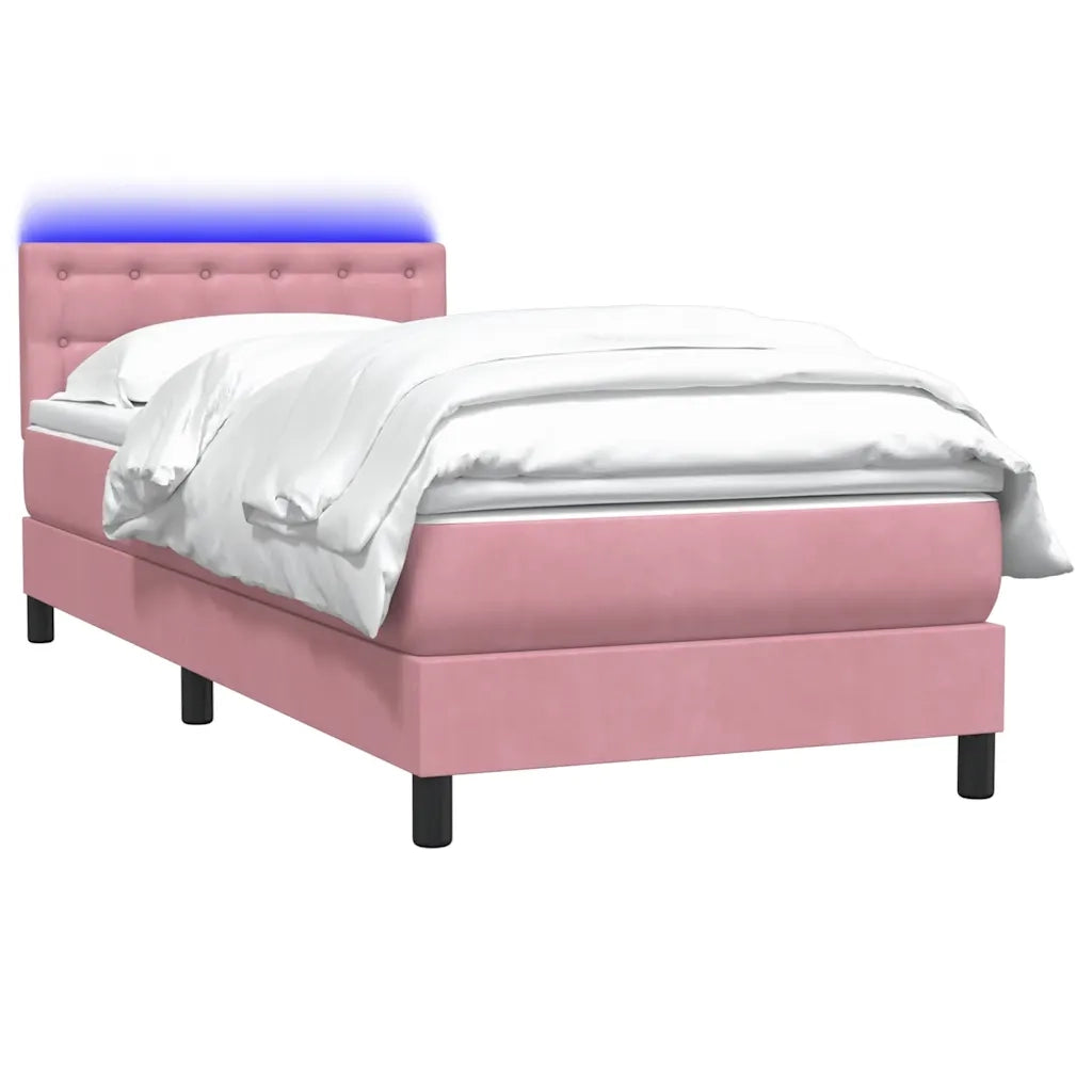 Letto a Molle con Materasso e LED Rosa 90x220 cm Velluto 3317300