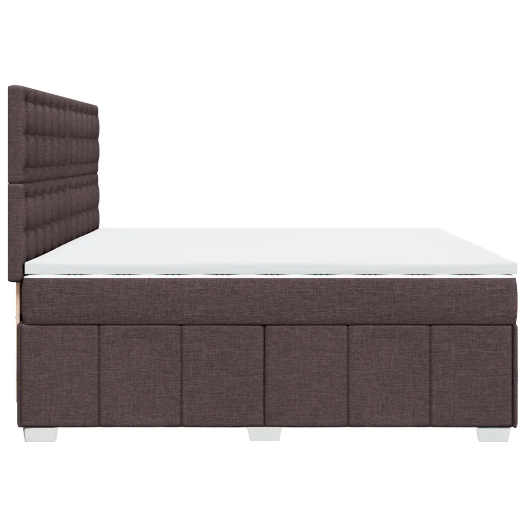 vidaXL Giroletto a Molle con Materasso Marrone Scuro 200x200cm Tessuto