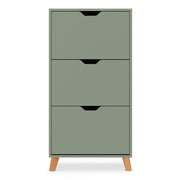 Plana - Scarpiera Salvaspazio 3 Ante 55x116x25 cm 18 Paia in Legno Salvia