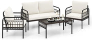 Set di mobili da giardino per esterni, set di mobili da giardino, in rattan, per 4 persone, tavolo 2 sedie, con cuscino, per balcone, piccolo balcone, set da giardino