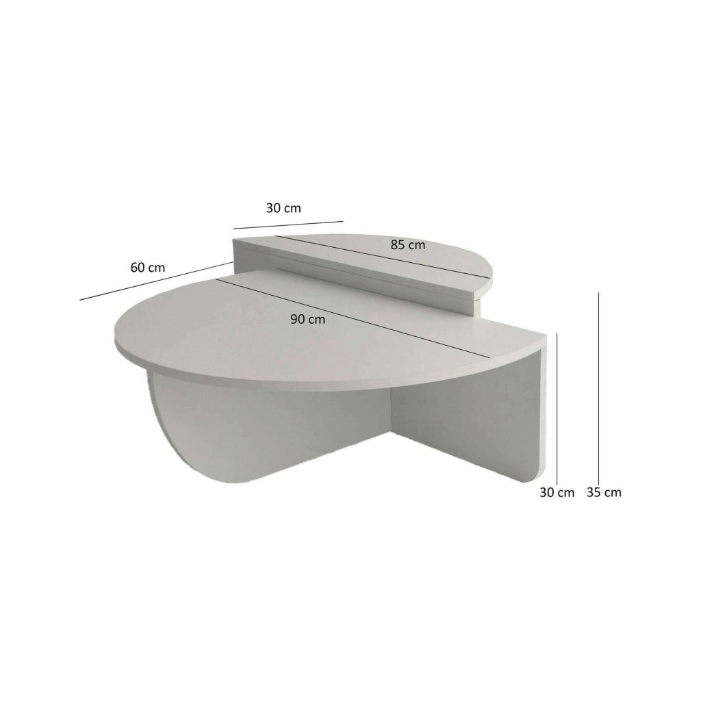 Tavolino da salotto Azim, Tavolo basso da caffè, Portariviste per divano, Ripiano da soggiorno, 90x90h35 cm, Bianco